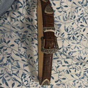 Brighton Brown Leather Belt with Silver Buckle size S